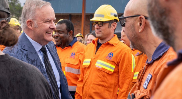 Albanese tells Tomago workers “we’ve got your back” as federal energy-support talks intensify.