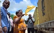Teresa Ntuke, Morogoro commissioner of mines, sends off the first shipment of graphite ore from Ifakara in eastern Tanzania