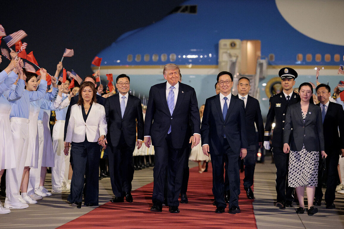 President Trump arrives in China for high-stakes summit with President Xi Jingping