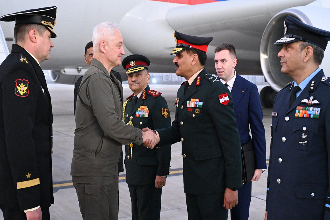 MoS Sanjay Seth receives Russian Defence Minister Andrei Belousov in New Delhi