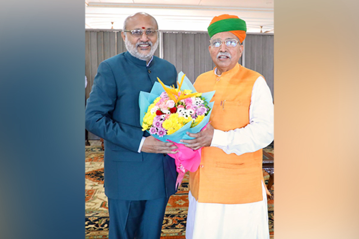 Union Minister Arjun Ram Meghwal congratulates CP Radhakrishnan for NDA's VP nomination