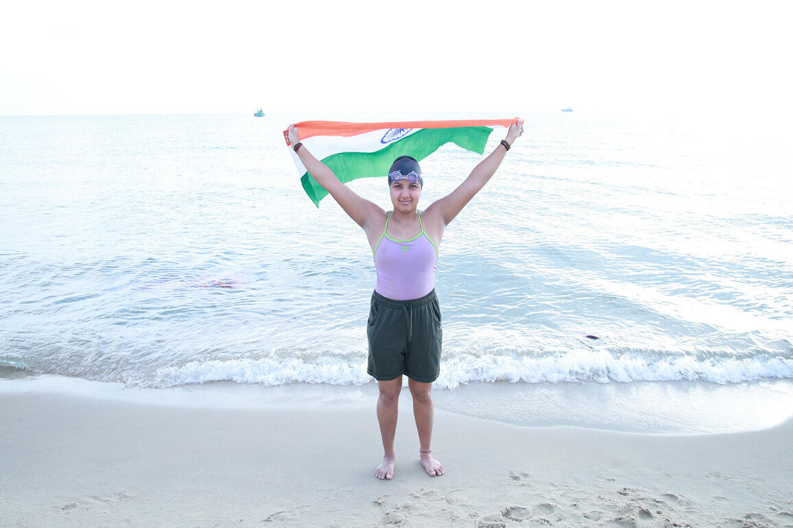 Kamya Bhardwaj, a Delhi University student smashes record in grueling Palk Strait swim