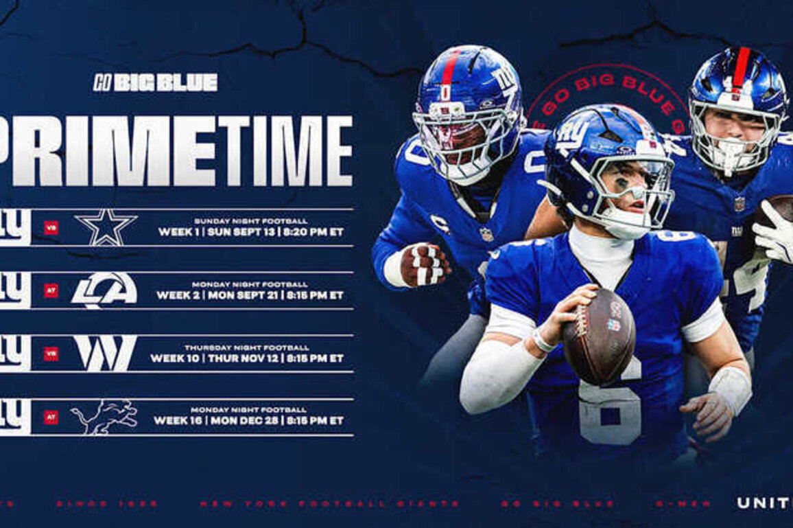 Games to circle: Giants play four in primetime
