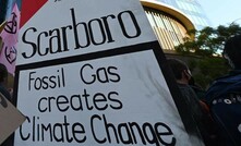 Student protestors outside Woodside Petroleum's headquarter in Perth. Supplied/Miles Tweedie Photography