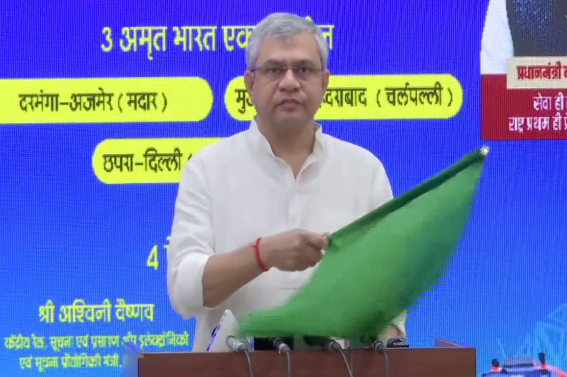 Union Railways Minister Ashwini Vaishnaw flags off three Amrit Bharat Express Trains for Bihar via video conferencing