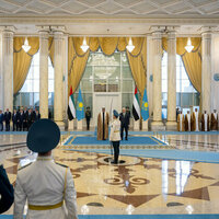 Crown Prince of Abu Dhabi arrives at Presidential Palace in Astana