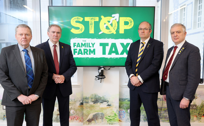 Left to right: NFUS president Andrew Connon, NFU Cymru president Aled Jones, NFU president Tom Bradshaw and Ulster Farmers' Union president William Irvine. PHOTO CREDIT: Lloyd Sturdy.