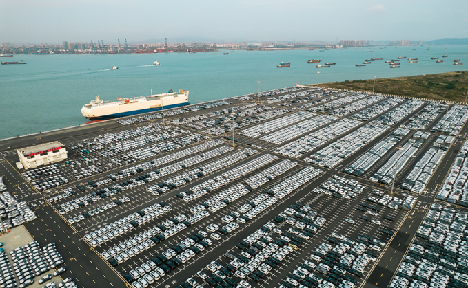 Aerial view of vehicle dock at Nansha District, Guangzhou, China | Credit: iStock