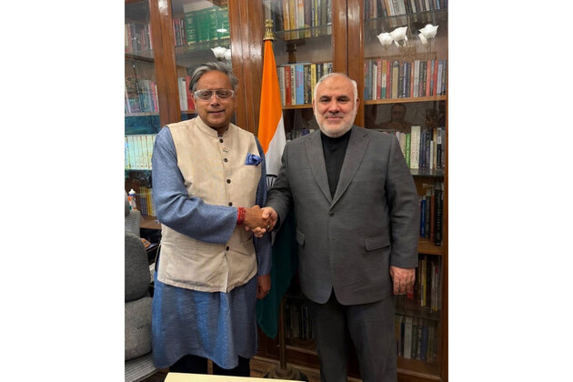 Congress MP Shashi Tharoor meets Iran's Ambassdor to India Mohammad Fathali, discusses "prospects for peace"