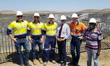 Evan Cranston, Tolga Kumova, Patrick Walta, Bob Katter, Matt Canavan and Waanyii Elder Barry Dick in September 2018 at the mine's reopening