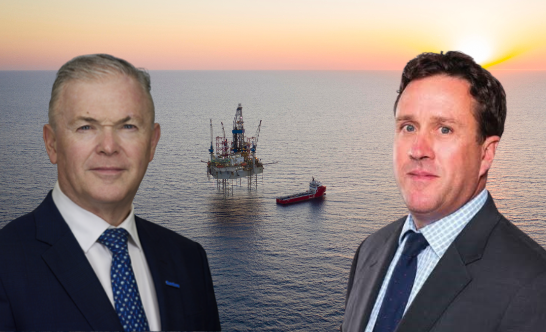 Yet another delay for Dorado. Pictured: Santos CEO Kevin Gallagher and Carnarvon Energy chair Robert Black