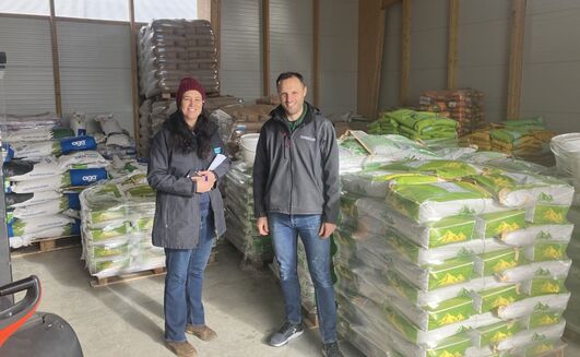 Nuffield Scholar Nicole Logg, pictured with Julian Cabrol from EuroPhyto - a family-owned supplement business in Rodez, southern France - as part of her Nuffield Scholarship travels in 2023.