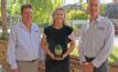 GRDC Western Region Panel chair Darrin Lee, Seed of Light Award recipient Julianne Hill, and GRDC senior regional manager - west Peter Bird. Picture courtesy GRDC.