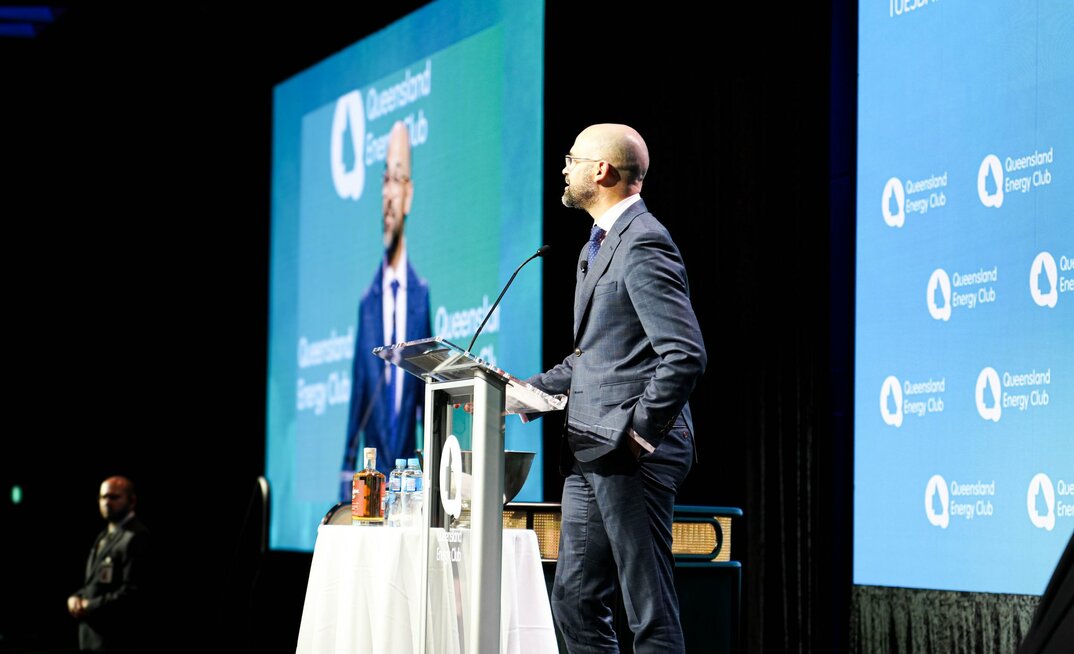 Energy minister David Janetzki during a speech at the Queensland Energy Club on 8 April 2025