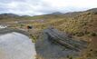 One of the coal seams outcropping at the Pico Quemado coal project in Argentina.