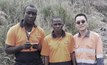 Tietto's Caigen Wang (right) with Ivorian workers