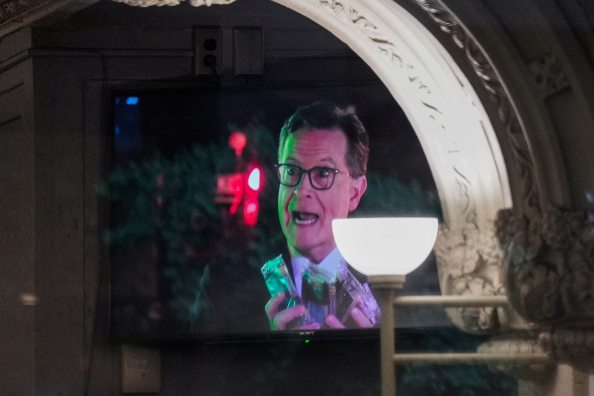 Trump shares AI video of throwing The Late Show host Stephen Colbert into bin