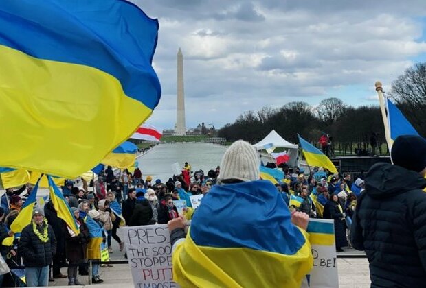 Demonstrators in Washington continue to condemn 'unprovoked Russian military invasion', call for more US aid