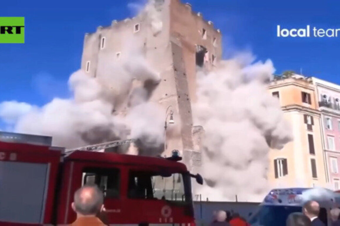 Medieval tower partially collapses in Rome 