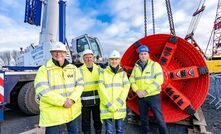  Pictured at the arrival of the TBM are (L-R) Mark Mitchell NI Water, Norman Annesley McAdam, Lisa Hughes NI Water and Conor Ward from BSG