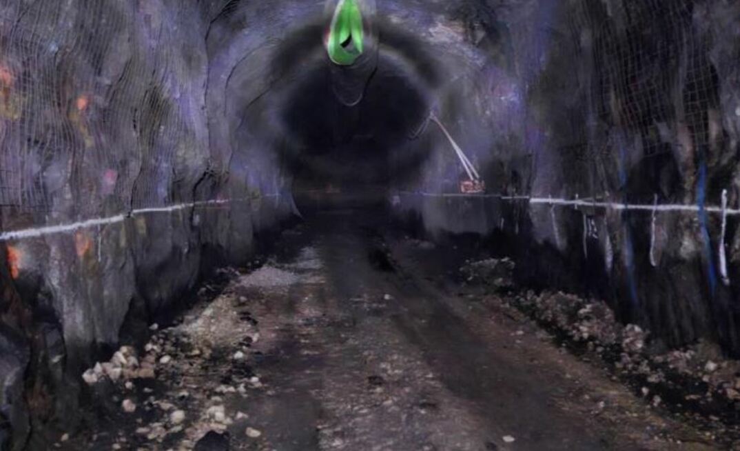 The drawpoint for the first stope at Kanmantoo. Photo courtesy Hillgrove Resources