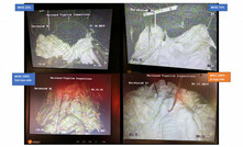 Images from a borehole camera of the Rocsil plug installed at Pike River.