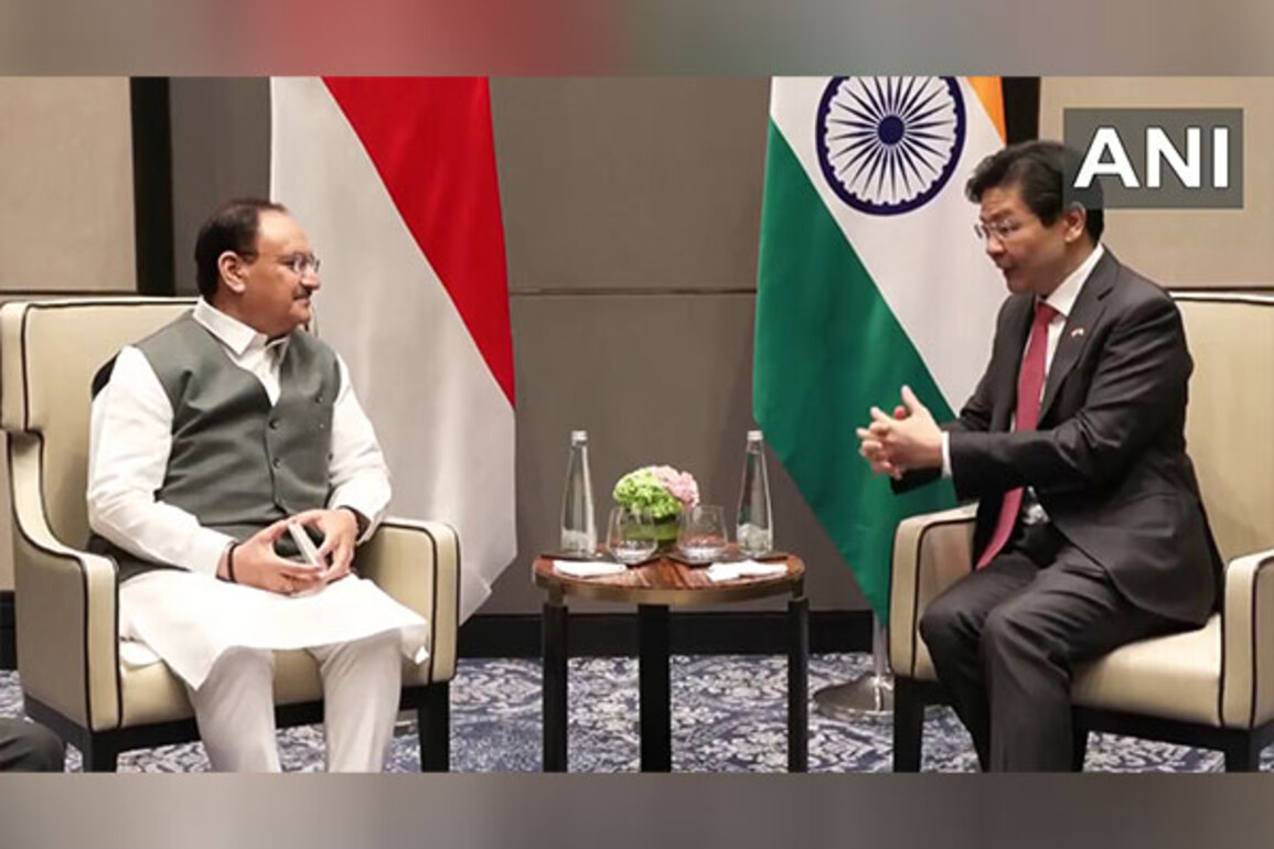 JP Nadda meets Singapore PM Lawrence Wong in Delhi