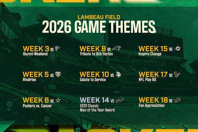 Packers announce game themes for 2026 season