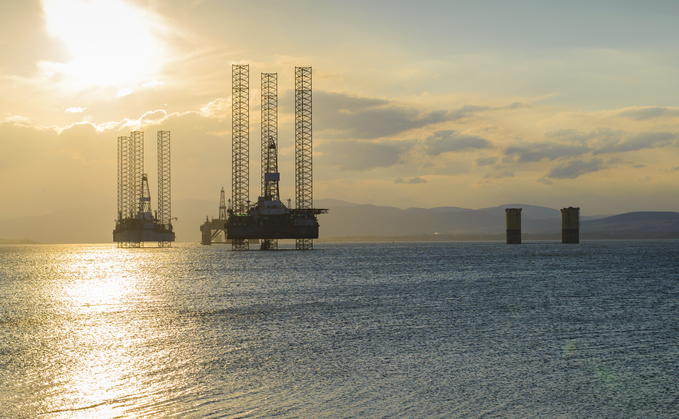 North Sea oil platform in Cromarty Firth, Scotland