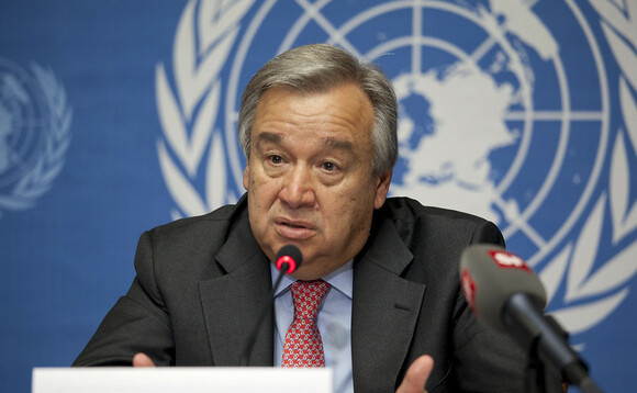António Guterres speaks at a briefing in 2012. Credit: U.S. Mission Photo by Eric Bridiers, Flickr