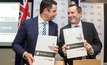 WA Premier Mark McGowan and WA Treasurer Ben Wyatt all smiles as they release the latest state budget