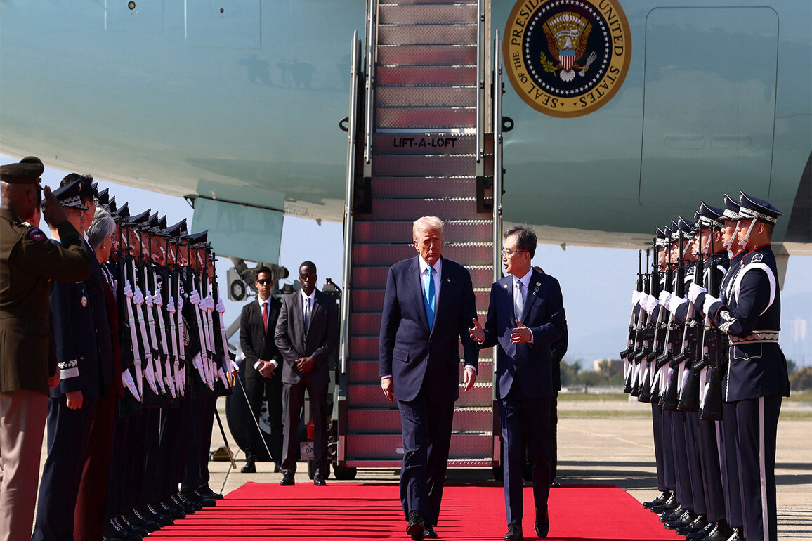 US President Donald Trump arrives in South Korea ahead of key high stakes meetings