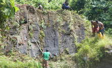 An outcropping at the Depot Creek coal project in PNG