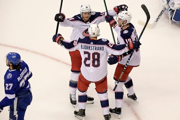 NHL roundup: Jackets rebound, even series with Lightning