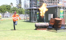 Fire breaks out on-site, in this simulated scenario.