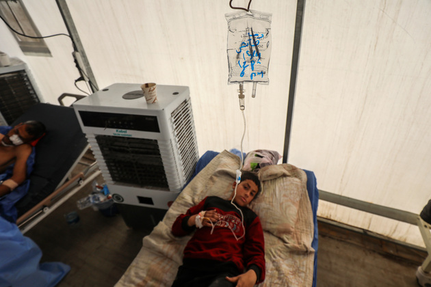 MIDEAST-GAZA CITY-FIELD HOSPITAL-PATIENTS