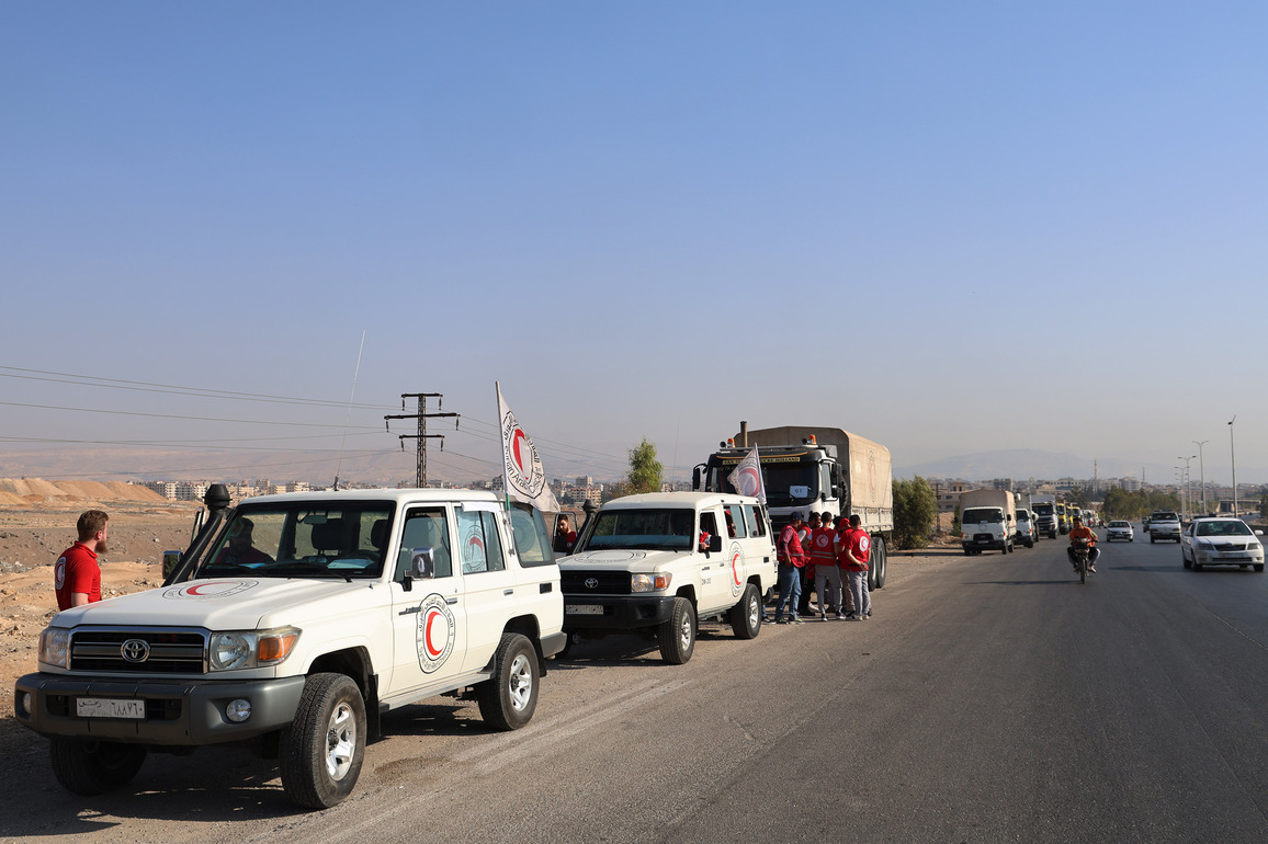 SYRIA-SWEIDA-AID-DELIVERY