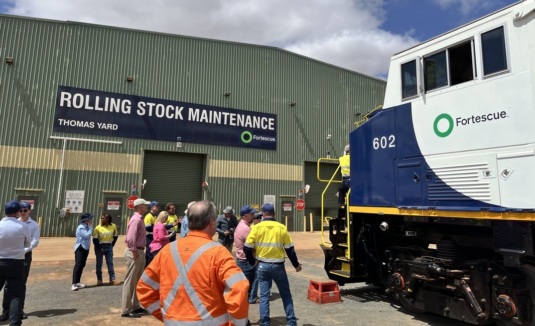 The new locomotives were unveiled at Fortescue's rolling stock maintenance yard in the Pilbara.