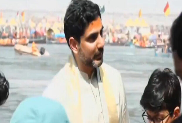 Andhra Pradesh minister Nara Lokesh visits Mahakumbh 2025 in Prayagraj along with family