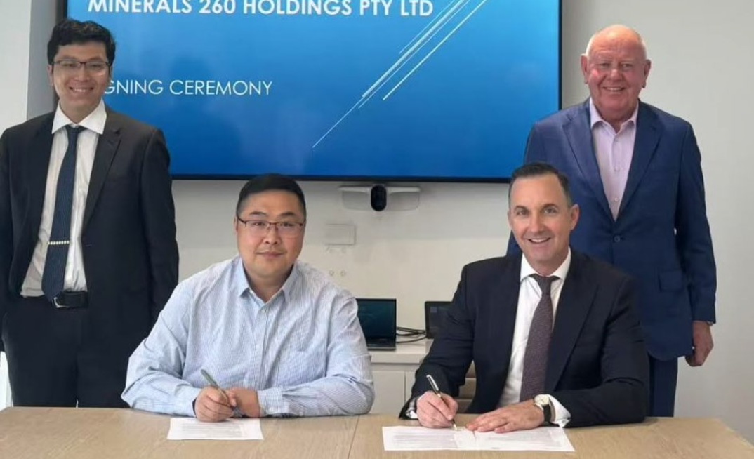 Norton Gold Fields representatives (left) with MI6's Luke McFadyen (sitting) and Tim Goyder (standing).