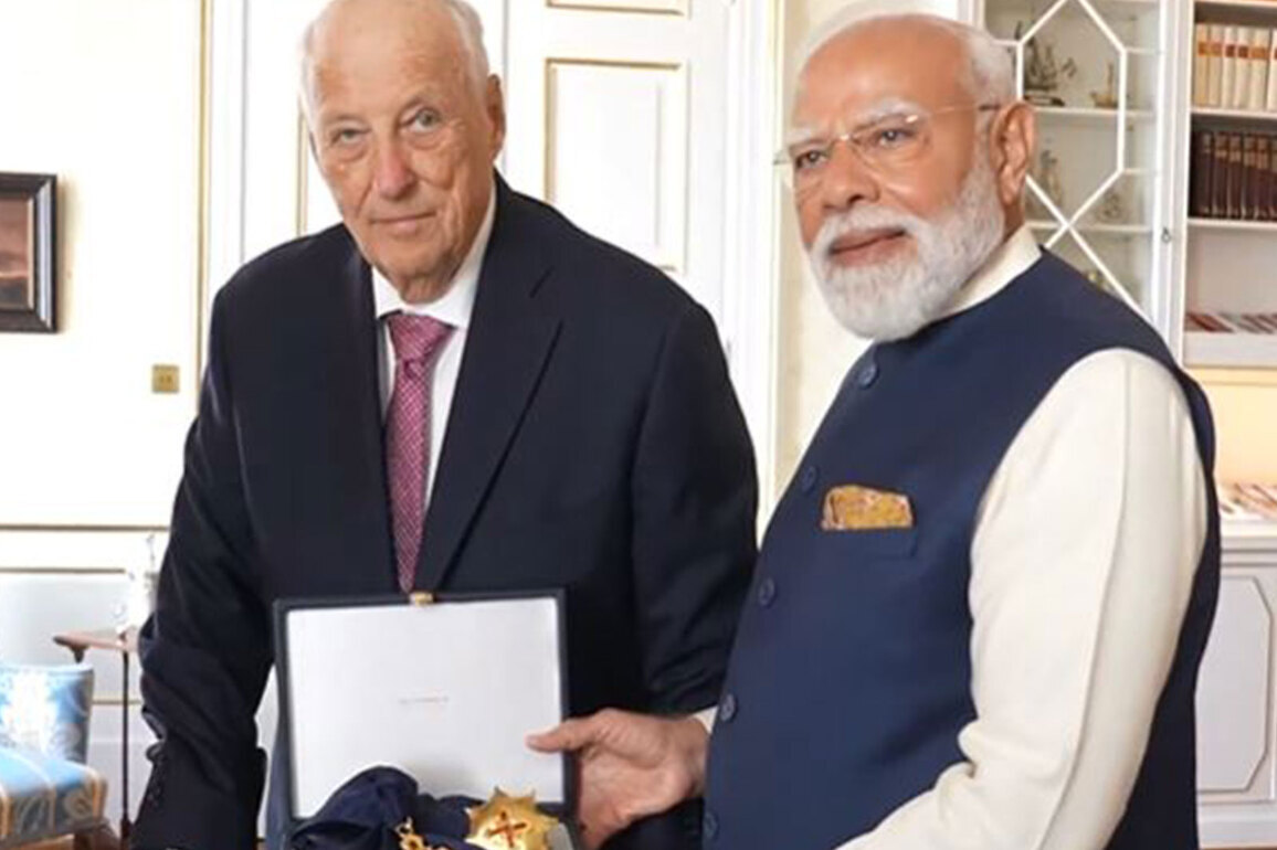 Norway confers its highest honour, Grand Cross of the Royal Norwegian Order of Merit, on PM Modi