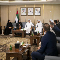 Hazza bin Zayed receives winners of 18th Khalifa Award for Education from Al Ain Region