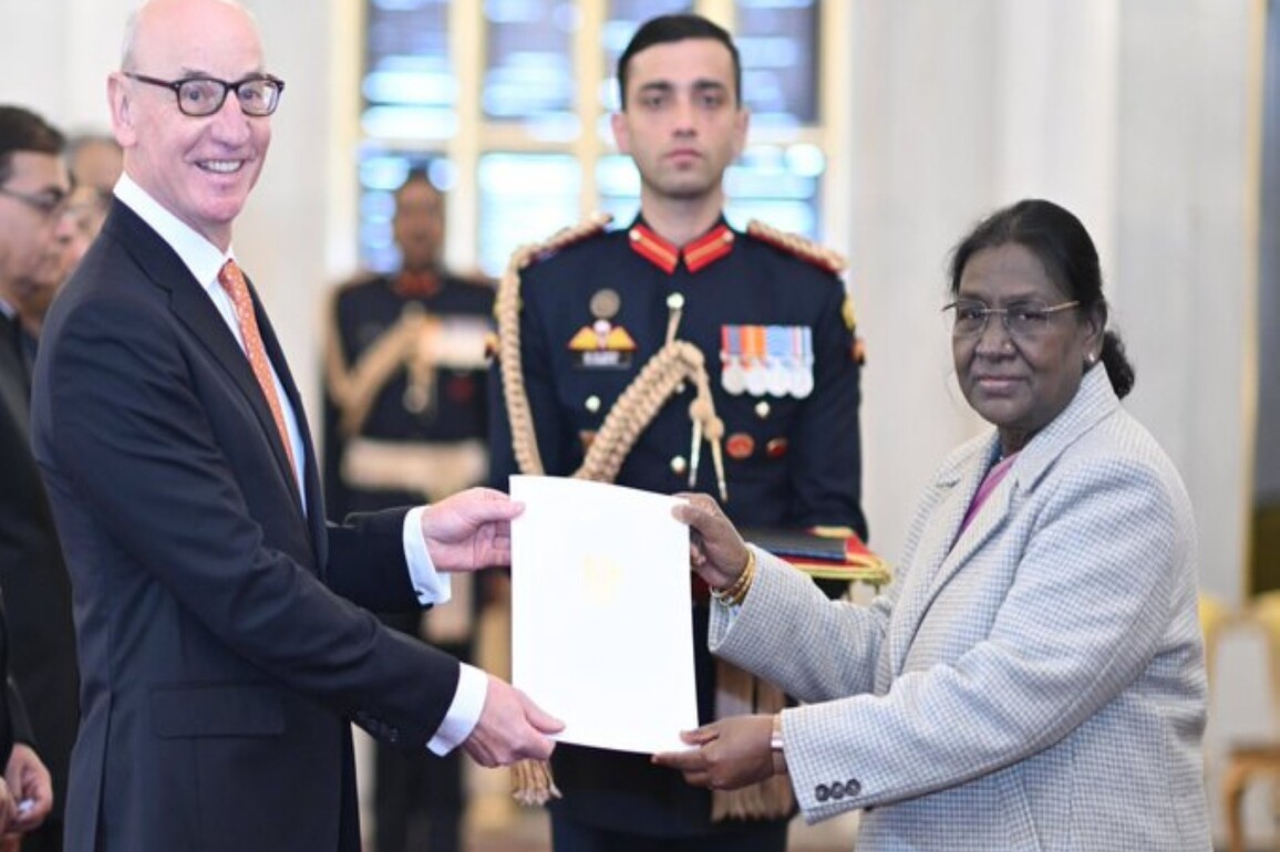 Austrian Ambassador Robert Zischg presents credentials to President Murmu
