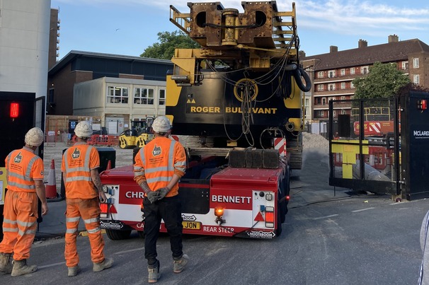 Roger Bullivant Limited mobilising a rig onto the site of the new Boxing Academy and school development in Hackney, East London