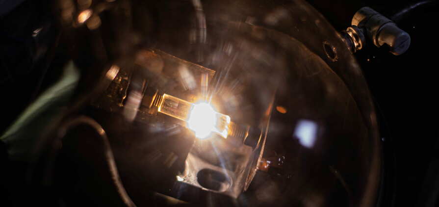 An image of the flash Joule heating reactor in action. Photo: Jeff Fitlow/Rice University
