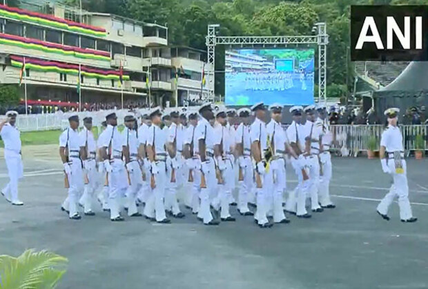 Indian Navy contingent takes part in National Day parade of Mauritius