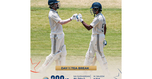 Sudharsan misses ton but India in control vs AFG at 209/2 af