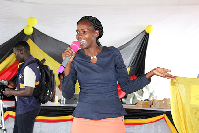  outh  abirye speaking to niversity students at 