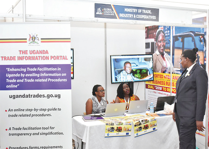 rade inistry officials explain how the portal works during a recent exhibition in ampala