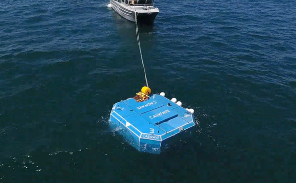 CalWave Power Technologies' submerged, autonomous xWave in an open water pilot. CalWave Power Technologies' submerged, autonomous xWave in an open water pilot.